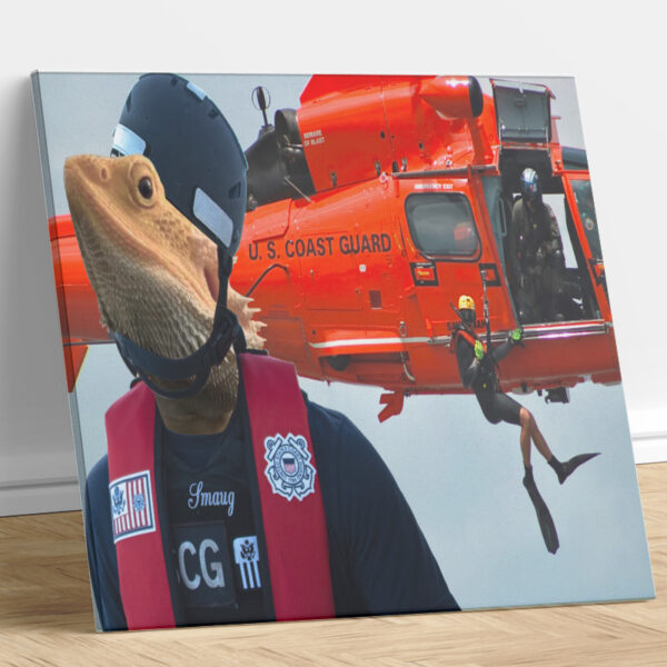 Coast Guard Helicopter Rescue Custom Lizard Portrait